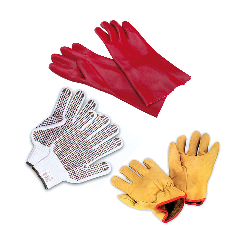 GUANTES: DESCARNE, PVC, MOTEADOS